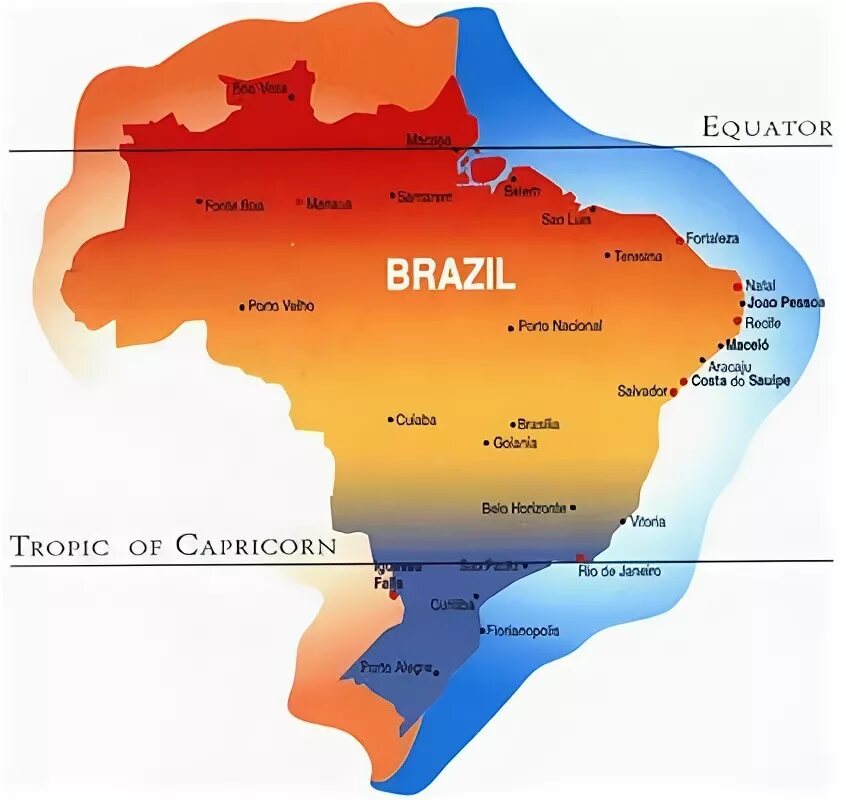 Карта климатических поясов Бразилии. Климатическая карта Бразилии. Климатические пояса Бразилии. Климатические зоны Бразилии. Основные особенности природных зон бразилии кратко