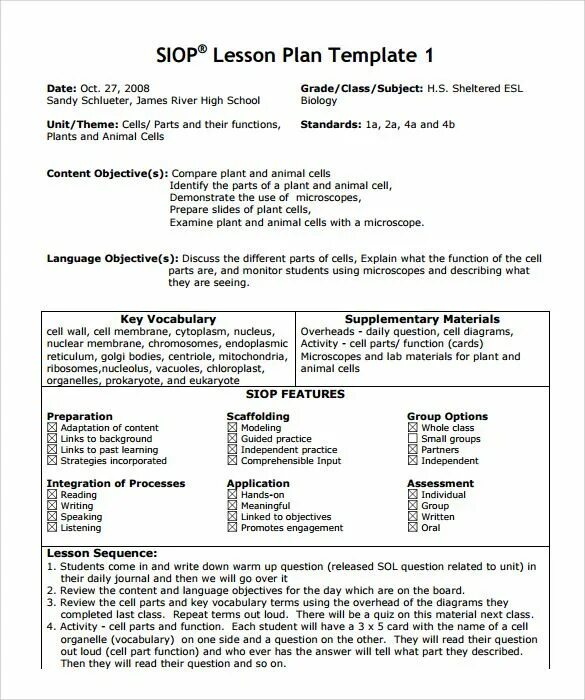 Sample lesson. Lesson plan sample. vocabulary lesson plan. content objective in lesson plan. siop lesson plan.
