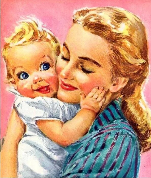 День матери. Мама и ребенок иллюстрация. Открытки с изображением мам и детей. Мать и ребенок ретро.