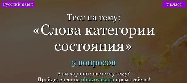 Категория состояния тест русский язык. Слова категории состояния тест. Тест по теме категория состояния. Слово категории состояния 7 класс тест. Тест слова категории состояния с ответами 7 класс.