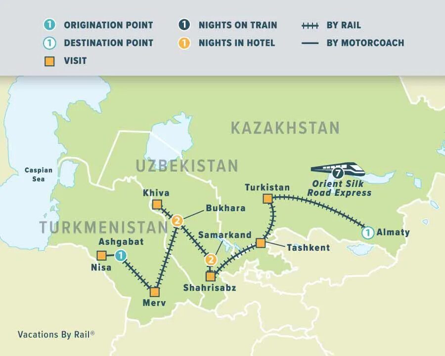 Orient Silk Road Express. Узбекистан Silk Road. Туристические маршруты Узбекистана. Шелковый путь железная дорога карта.