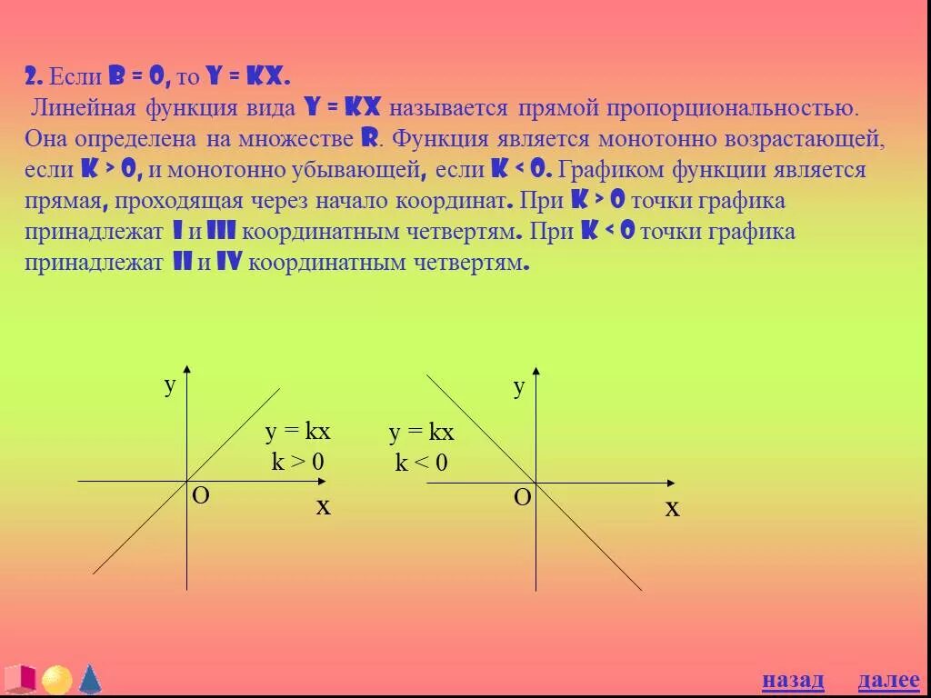 Прямая y kx 13 проходит. Линейная функция прямой пропорциональности k>0. Линейная функция функция прямой пропорциональности. Линейная функция, прямая пропорциональность y=KX. Прямая пропорциональность y KX.