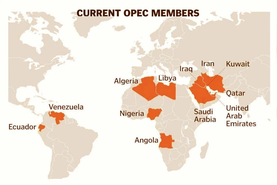 Отношения опек и рф. Организация стран-экспортеров нефти (ОПЕК). Страны входящие в ОПЕК на карте. Организация стран экспортёров нефти на карте.