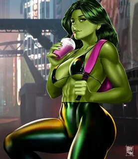 botslim, she-hulk, avengers, marvel, marvel comics, 1girls, abs, big ass, b...