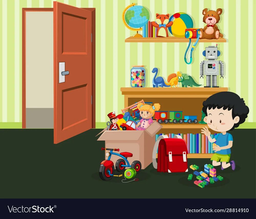 The toys are in the room