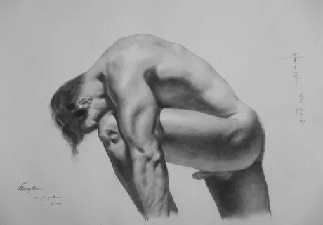 Original Drawing Gay Man Male Nude #175, Drawing by Hongtao Huang Artmajeur...