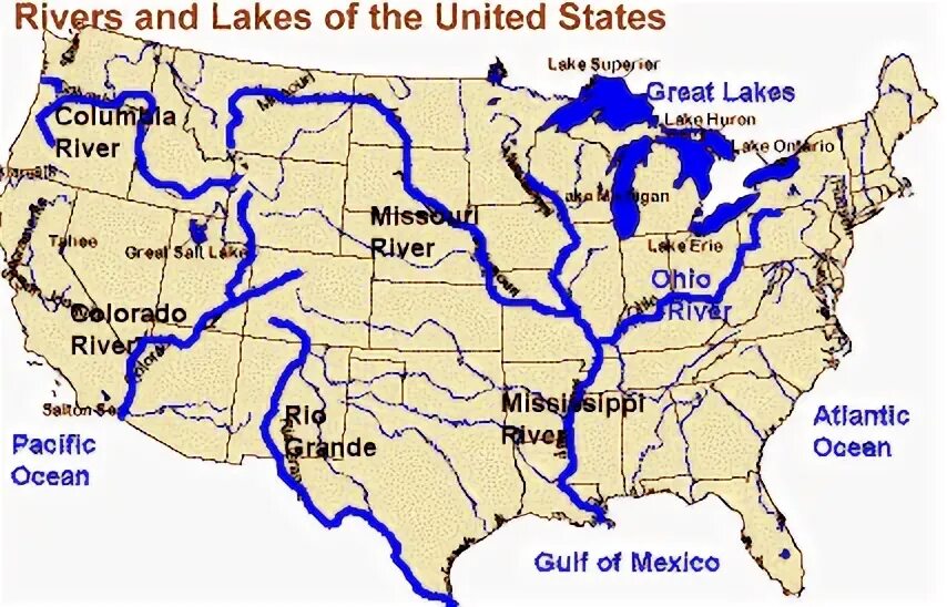 Крупные реки и озера США на карте. Реки США на карте. Карта Америки с реками и озерами. Миссисипи на карте Северной Америки.