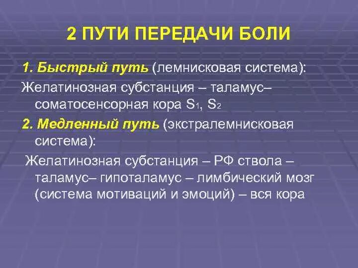 Передача больным. Пути передачи боли. Экстралемнисковая система. Экстралемнисковая система пути. Желатинозная субстанция.