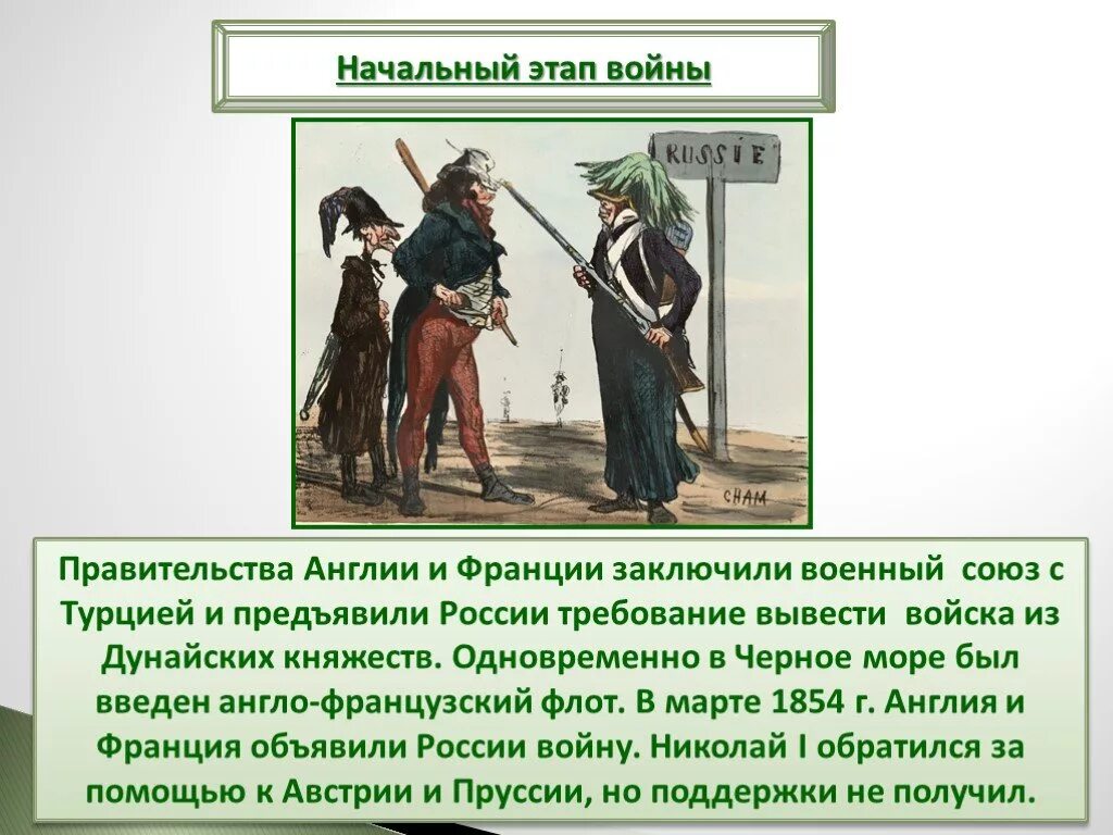 Военный союз россии англии и франции. Начальный этап Крымской войны 1853-1856. Правительства Англии и Франции заключили военный Союз с Турцией.