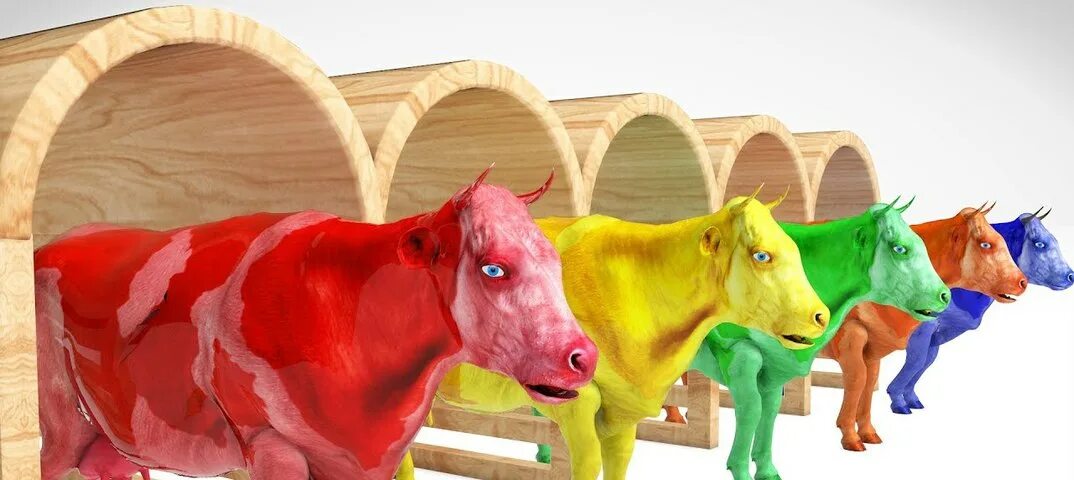 Animals w. Learn Colors animals and learn Shapes with Cow for children New 2018.