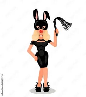 Pretty sexy BDSM mistress, dominatrix in latex dress and bunny ears with a ...