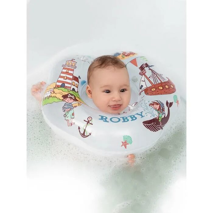 Круг на шею малыша. Надувной круг на шею для купания малышей Robby, «пираты». Круг для купания новорожденных. Круг на шею для купания новорожденных. Надувной круг для купания новорожденных.
