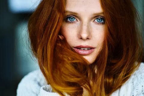 Desktop HD wallpaper: Redhead, Portrait, Face, Women, Blue Eyes, Freckles f...