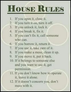 My room rules poster