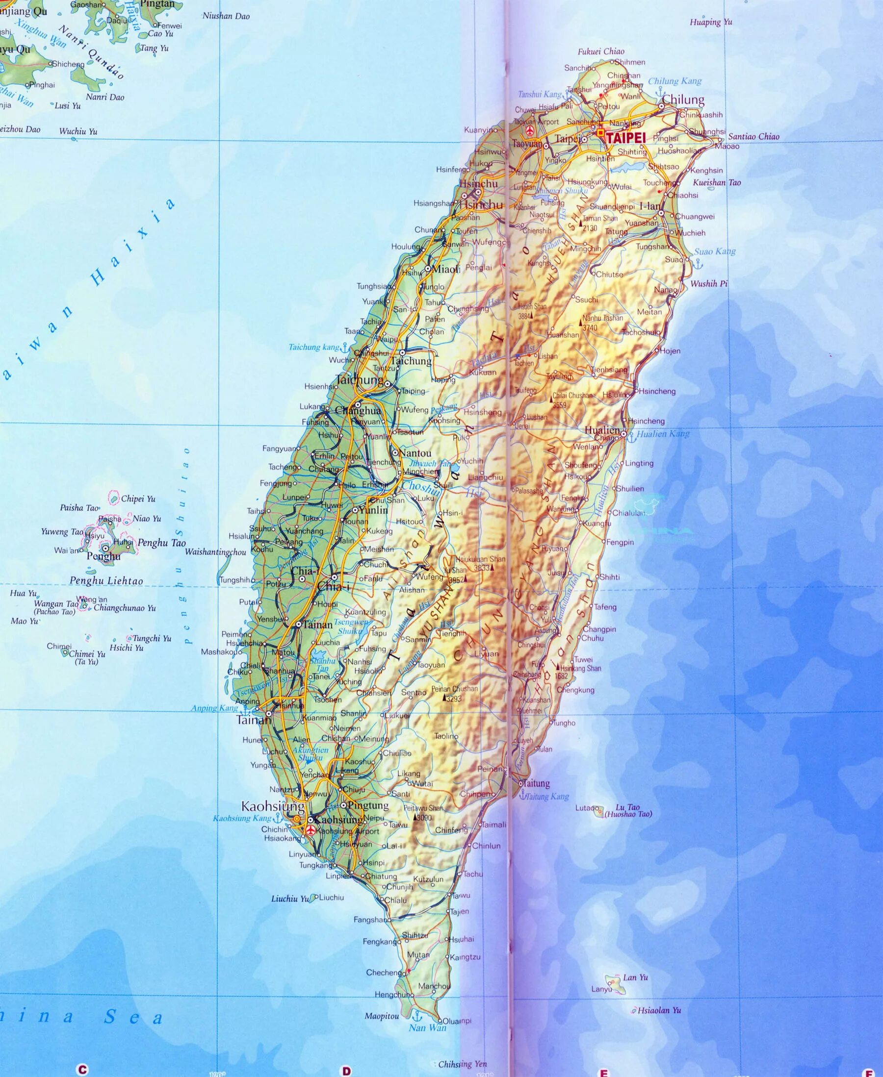 Где тайвань карте показать. Тайвань подробная карта. Остров Тайвань на карте. Остров Тайвань на карте Китая.