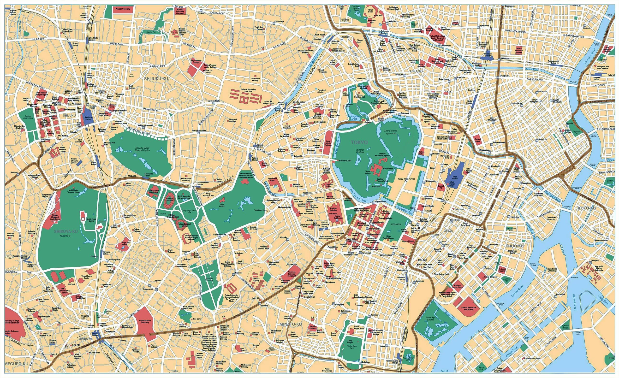 Карта tokyo. Токио карта города. Туристическая карта Токио. Схема города Токио. Токио планировка города.