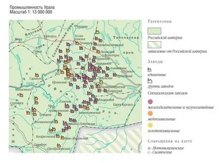Названия промышленных центров на урале