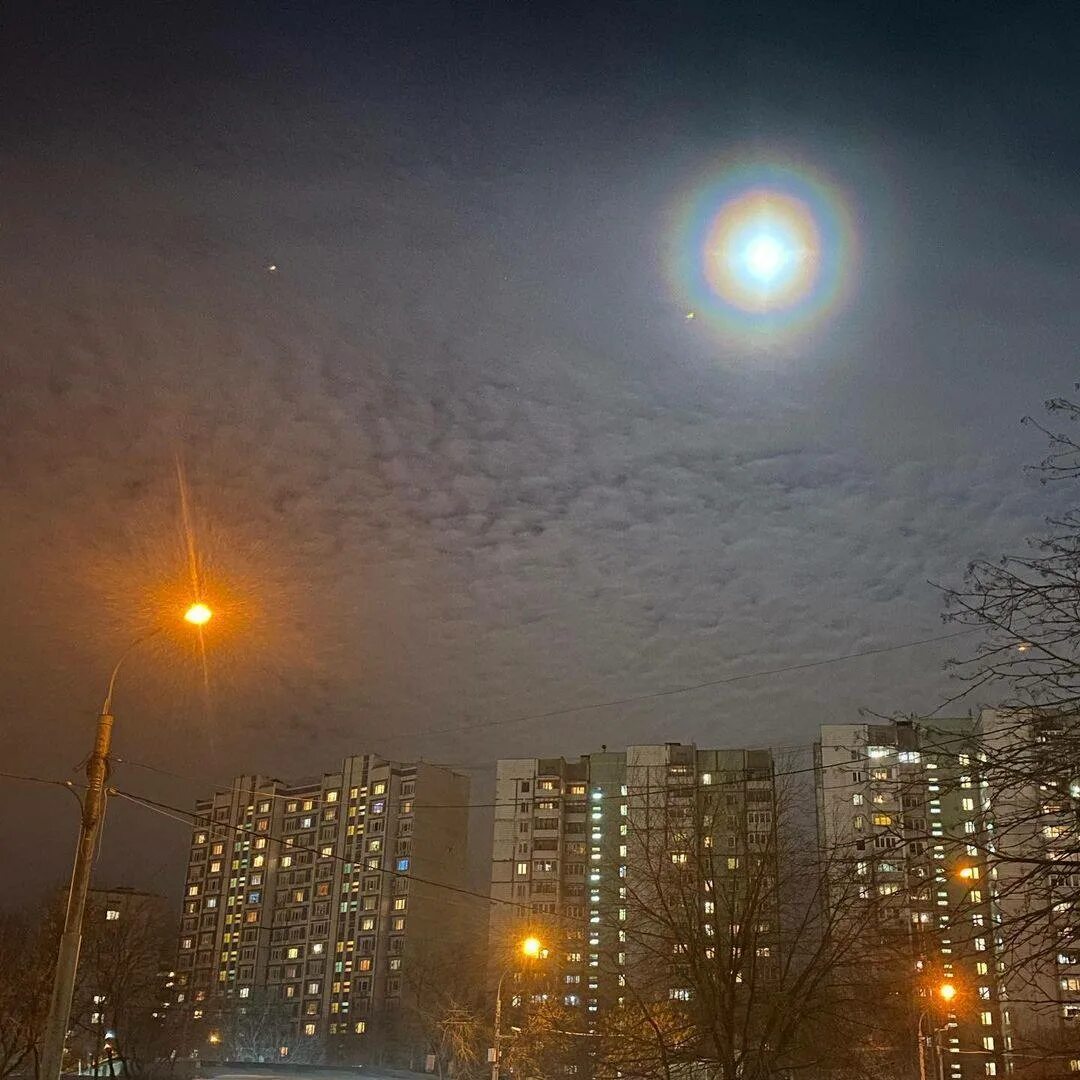 Какая сейчас в небе москве звезда. Гало явление луны. гало ночью вокруг луны. гало природное явление в москве. явление гало москва ночь.