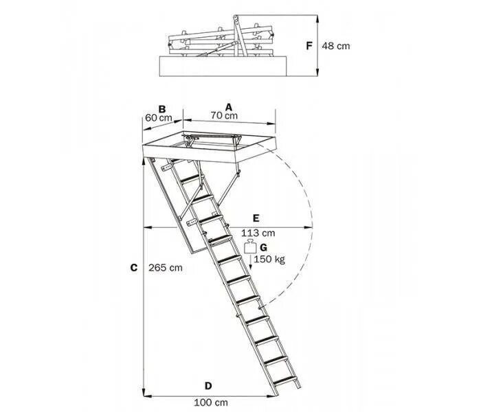 Чердачная лестница с люком размеры. Чердачная лестница Fakro чертежи. Лестница чердачная складная Oman Stallux 700x800x2650 чертеж. Чертеж чердачной лестницы с люком. Чердачная лестница 70*80 габариты.
