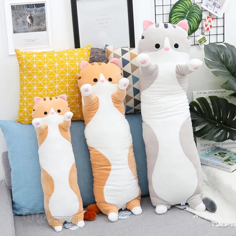 Подушка обнимашка кот батон. Plush Toys кот подушка. Подушка обнимашка 110 см котейка. Длинная подушка. Длинные мягкие игрушки купить