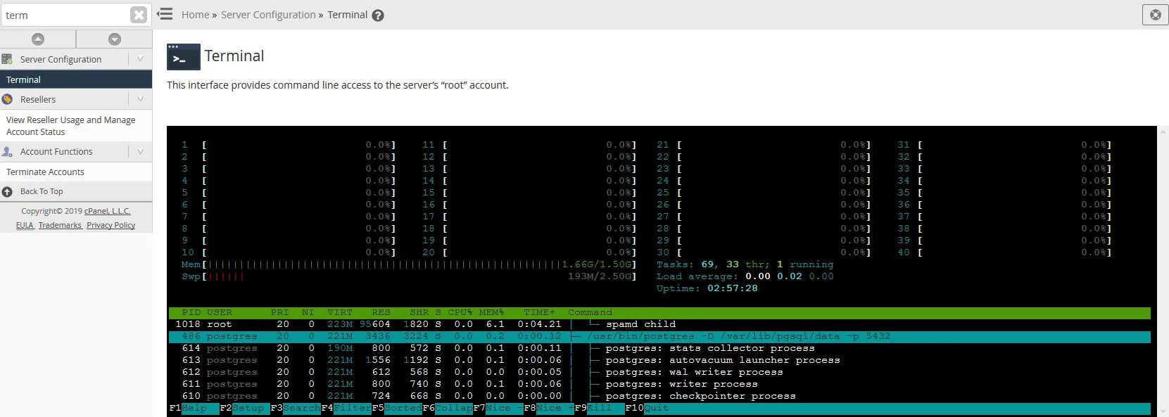 Stop process. Stopped процесс. htop нагруженный сервер.