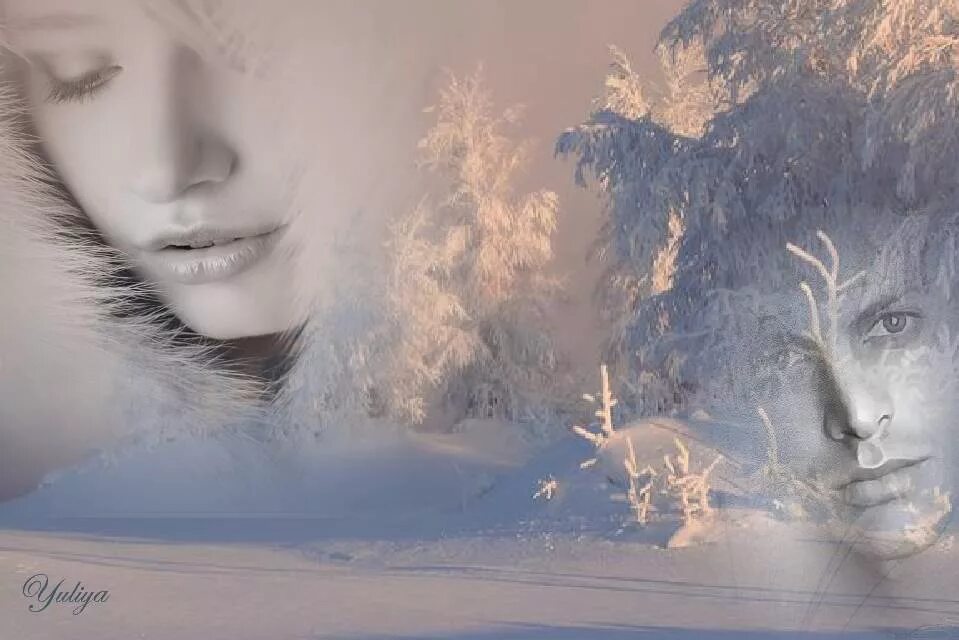 Песня кружит белая вьюга. Метель. Женщина в метель. Портрет на фоне зимнего пейзажа. Холодная Снежная зима.