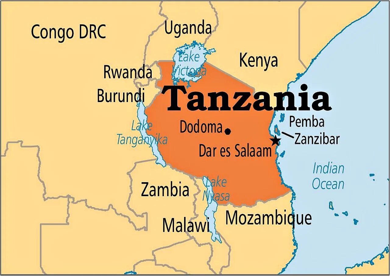 Особенности страны танзания. Танзания на карте. Танзания на карте Африки.