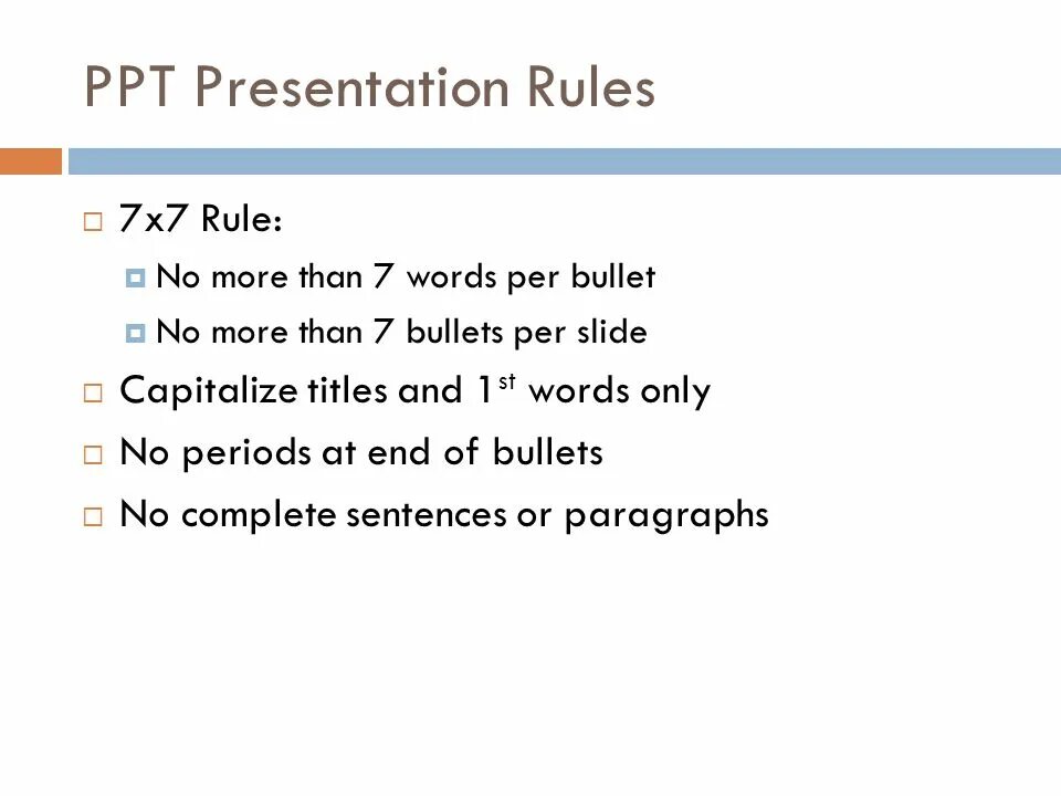 Presentation rules. Presentation rules