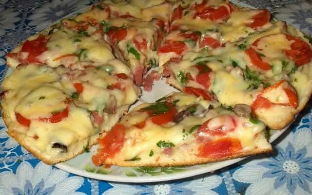 Пицца минутка на сковороде - 100ккал на кусочек! Healthy Food.Вкусно и полезно Д