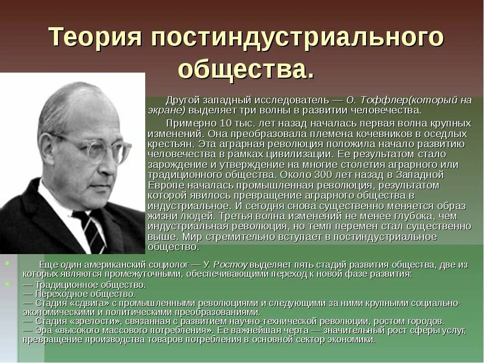 Теории общества. Концепция постиндустриального общества. Автор теории постиндустриального общества. Теория волн развития общества. Новейшие теории общества