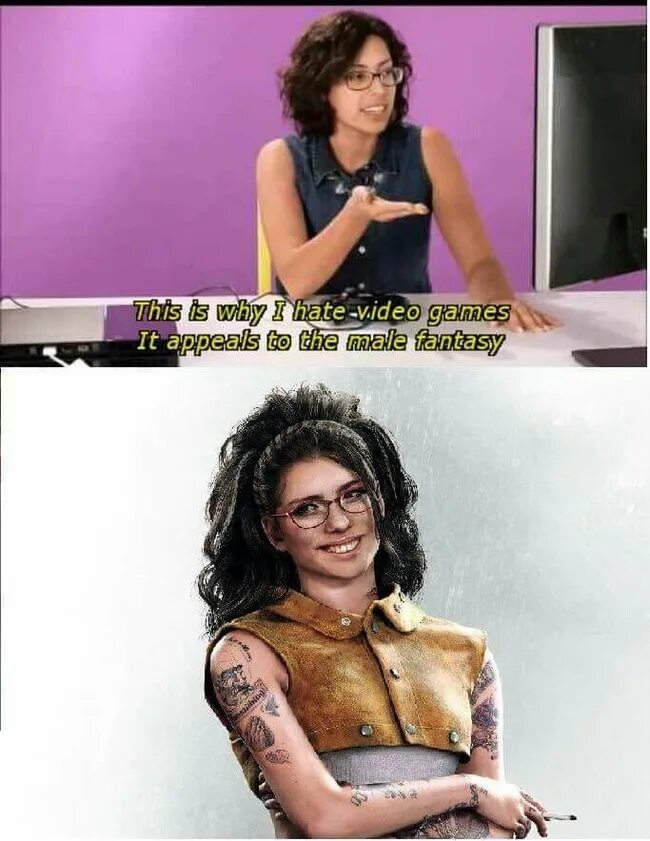 Why i hate. This is why i hate videogames. That's why i hate videogames. It appeals to the male Fantasy. Male Fantasy hate videogames.