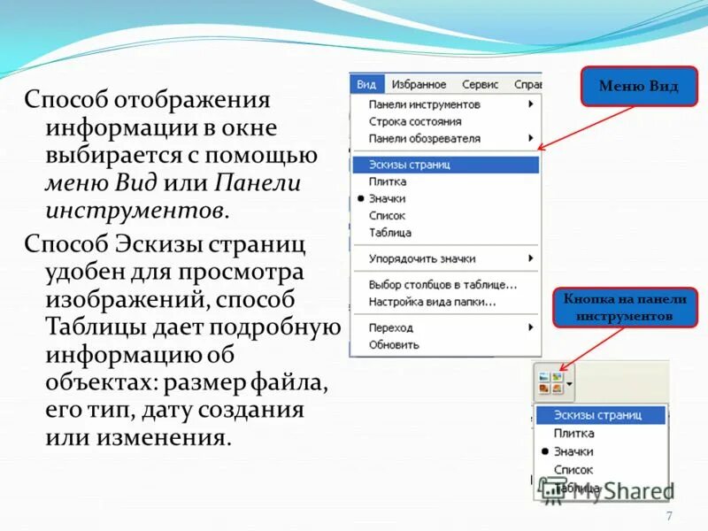 Выберите виды меню. Выберите виды меню