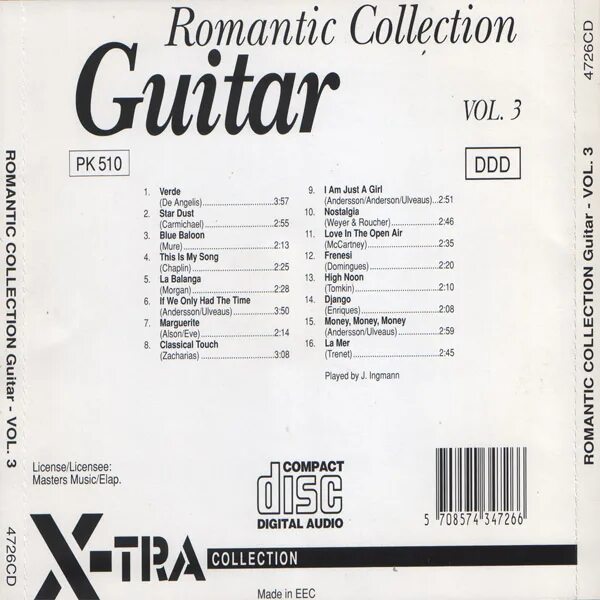 Диск Romantic collection Vol 3. Romantic collection: Guitar. Романтик коллекшн Vol 2. Сборник Romantic collection Vol 3.