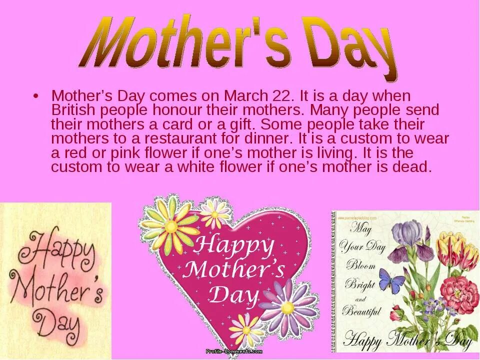 День матери на английском языке. Mother's Day на английском. Mother's Day презентация на английском. Mothers Day when. День матери в Великобритании на английском.