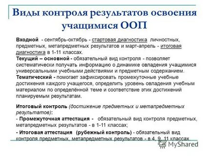 Форма промежуточной контроля овз