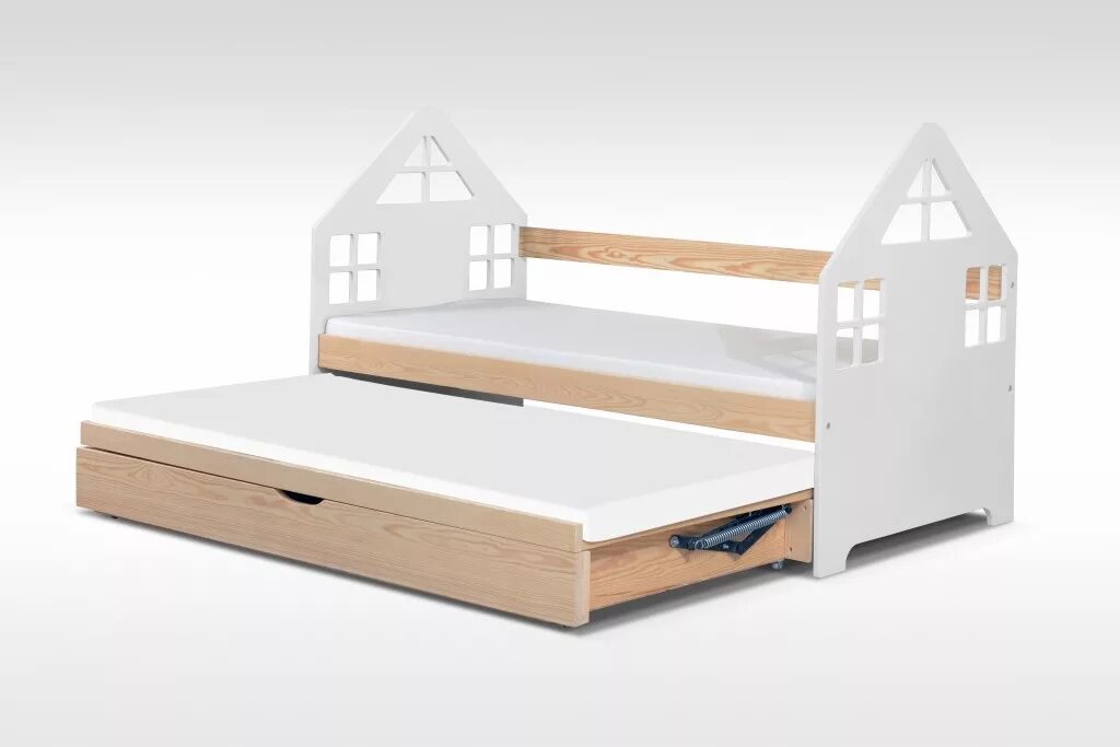 Кровати с дополнительным выдвижным местом. Двойная детская кровать. Детская кроватка с выдвижным спальным местом. Кровать домик с выкатным местом. Детская кровать с выдвижным спальным местом.