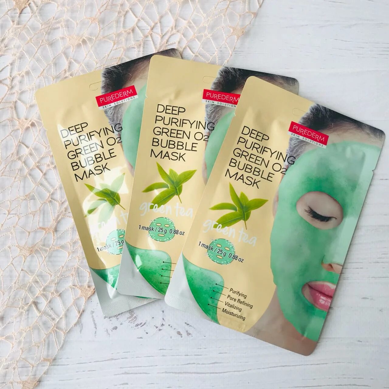 Тканевая очищающая маска. Маска o2 Bubble Purederm. Маска для лица Purederm Deep Purifying Green o2 Bubble Mask Green Tea. [Purederm] Deep Purifying Green o2 Bubble Mask Green Tea 25g * 1pcs (Weight : 34g). Тканевая маска Bubble Mask "Green Tea" 25g (Purederm).