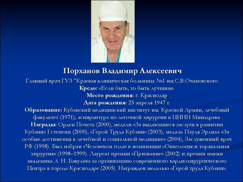 Главный врач ККБ 1 Краснодар Порханов. Защита главного врача