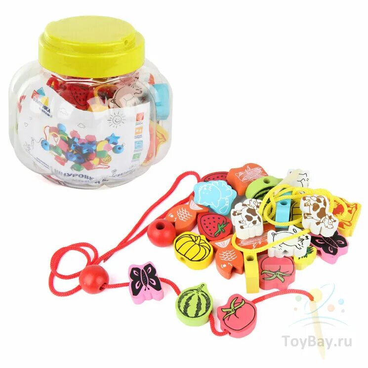 Развивающие бусы. Деревянная игрушка qiqu wooden toy factory шнуровка-бусы ассорти 60 деталей. деревянная игрушка шнуровка бусины фабрика фантазий. бусины. игра-шнуровка деревянная пластиковый сундучок. деревянная игрушка. шнуровка &quot;фрукты&quot; (арт. p00191).
