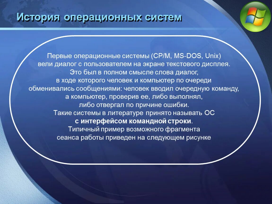 Описание операционных систем. Презентация на тему операционные системы. История развития ОС. История появления ОС. Презентация на тему на тему Операционная система.