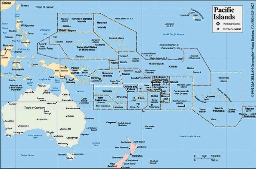 Океания на карте. Политическая карта Океании. Острова Океании на карте.