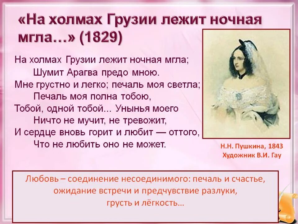 Пушкина на холмах грузии лежит ночная мгла. На холмах грузии лежит ночная мгла пушкин. С. С. На холмах грузии лежит ночная мгла.