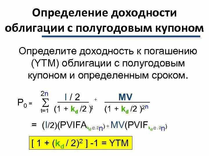 Определение доходности облигаций