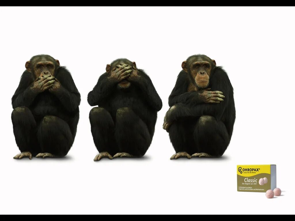 Три обезьяны. Три Мудрые обезьяны. Три обезьяны не вижу не слышу не скажу. Реклама с обезьяной.