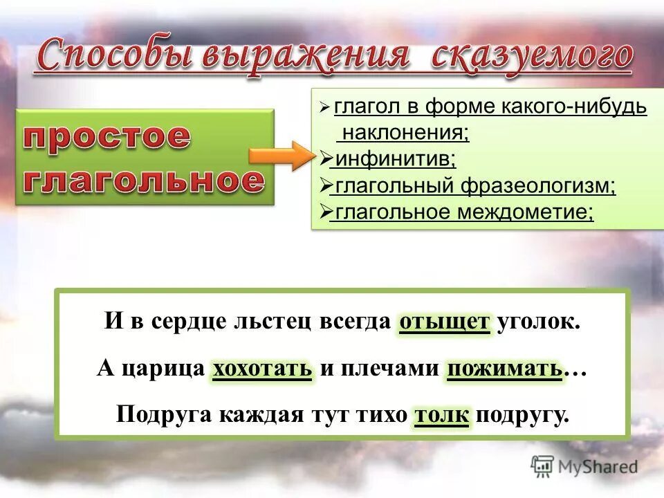 Способы выражения простого глагольного сказуемого таблица - TouristMaps.ru