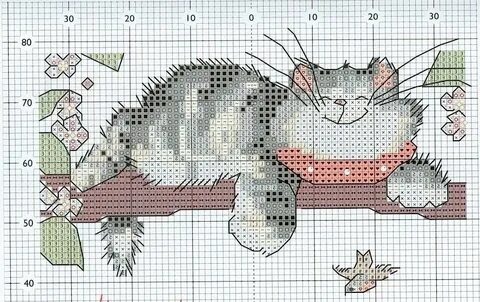 Схема вышивки кота