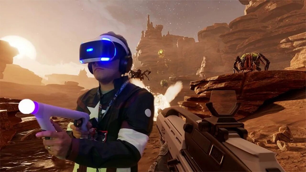 Как называется виар игры. Игра Farpoint VR. Farpoint ps4. PS VR 2 игры. VR ps4 Гоник.