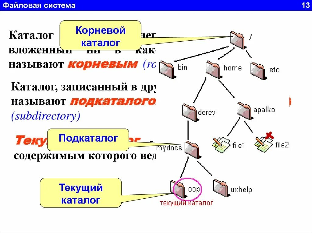 Корневой каталог находится. Каталог подкаталог Информатика. Корневой каталог это в информатике. Подкаталог это в информатике. Файловая система компьютера.