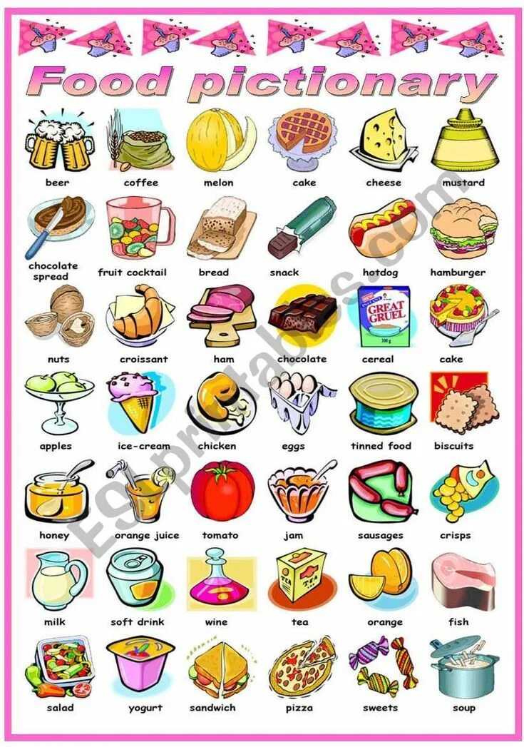 Foods dictionary. Food Pictionary for Kids. Sweets Pictionary. Food and Drinks Worksheets for Intermediate. Food Pictionary for Kis.