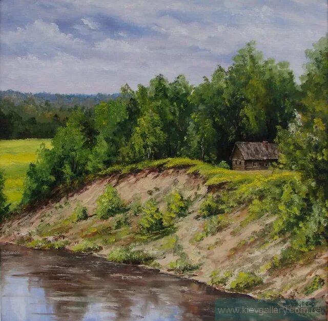 Берег реки кто автор. Берег реки кто автор. Пейзаж маслом река клязьма. Берег реки кто автор. Пейзаж с речкой.